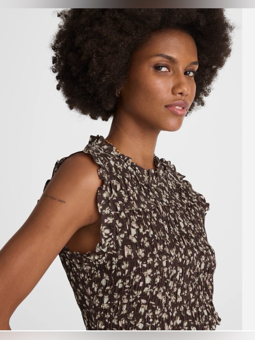 Madewell Sleeveless Brown Floral Midi Dress - Picture 4 of 15